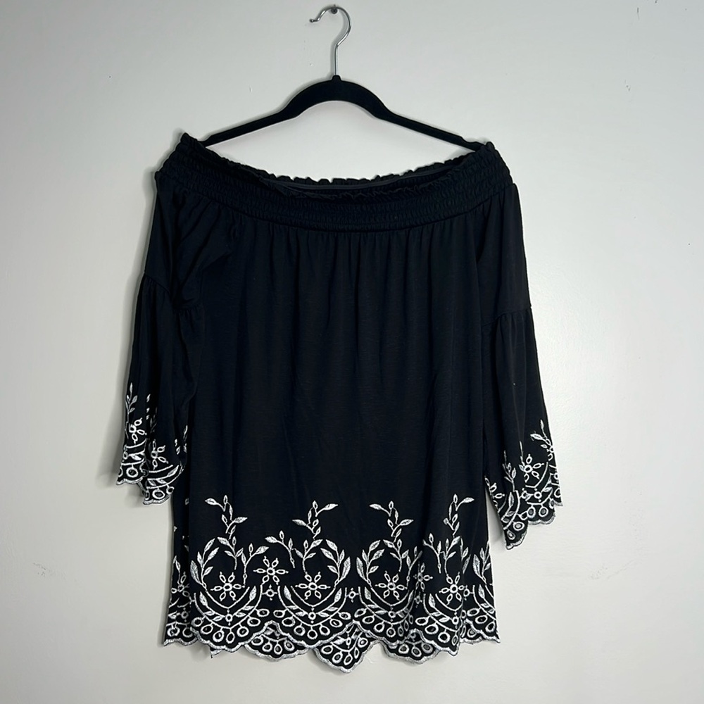 WHBM Off The Shoulder Black Top